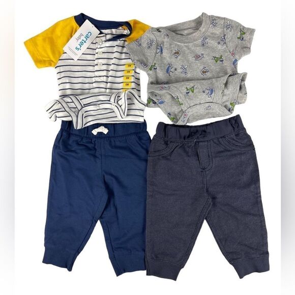 Carter’s baby 4 piece set 2 onesies and 2 joggings size 6 month - Picture 1 of 5